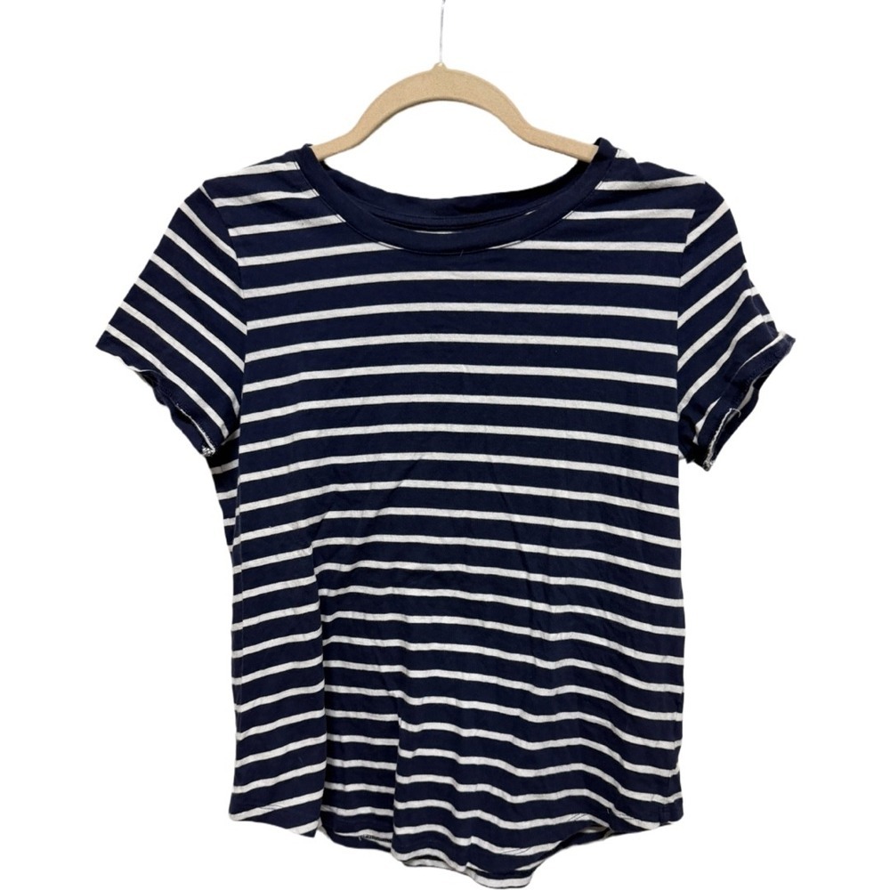 Old Navy EveryWear Navy White Striped Crewneck T-Shirt Tee Size Small